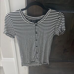 Art Class Black and White Striped Short Sleeve Top(Ships from OR)